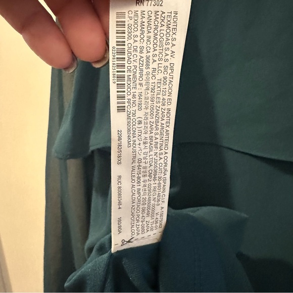 Zara Emerald Bottle Green Chiffon Tiered Ruffle Mini Size XS Dress - Picture 13 of 14